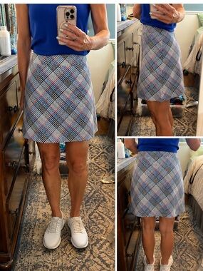 Lilly Pulitzer Golf Plaid Skort Size 6 Blue White Built-In Shorts
